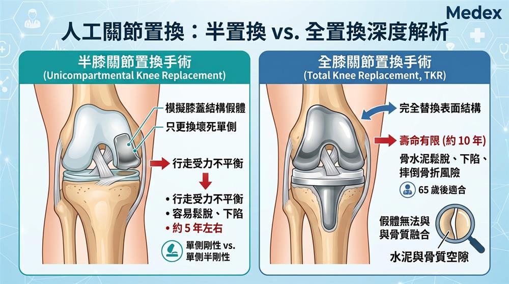 退化性關節炎人工膝關節置換醫學示意圖
